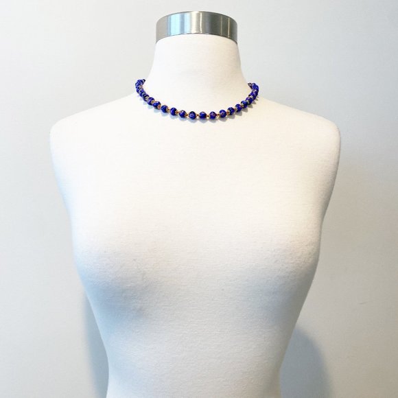 585 Vintage Venetian Murano blue Glass Bead Necklace